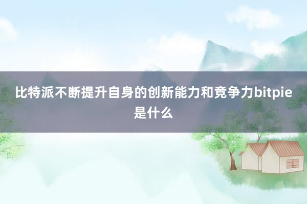 比特派不断提升自身的创新能力和竞争力bitpie是什么